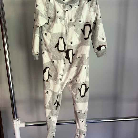 Carter's Gray and Black Footie One Piece with Playful Penguins - Picture 1 of 3